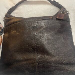 Coach Op Art Brown Leather Women Bag